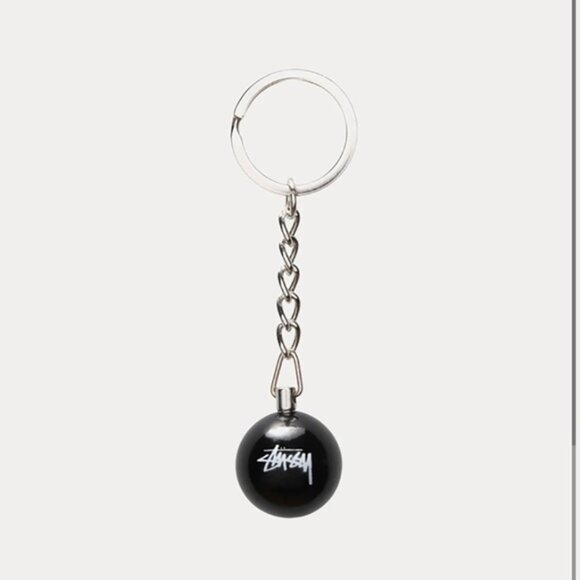 NEW Stussy Glossy metal 8 ball keychain charm in black - Picture 2 of 4